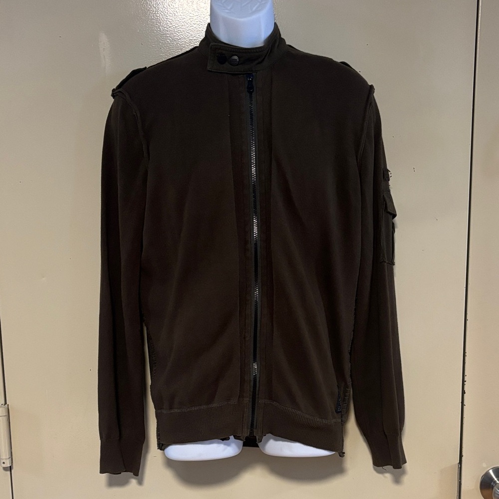 Buffalo David Bitton Olive Zip-Up Sweater Jacket